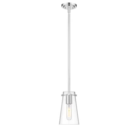 Z-Lite Kira Pendant, 1-Light, 5 In.W x 8 In.H, Chrome /Clear 7508MP-ROD-CH